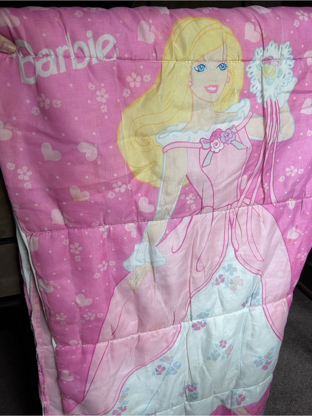 Barbie Pink GirlsSleeping Bag'  - Pink Princess Design